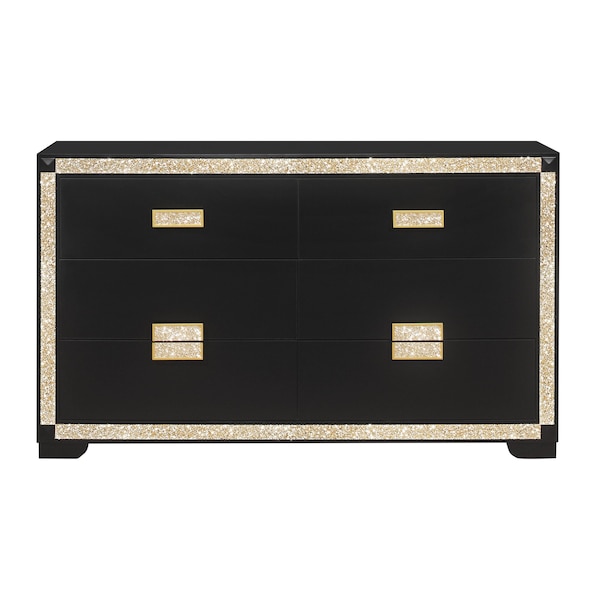 Global Furniture Usa Traditional Glam Glitter Blake Black/Gold Dresser 666 - main